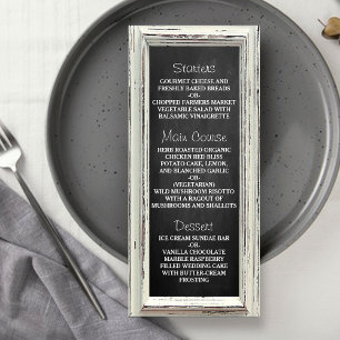 Rustic White Frame & Chalkboard Wedding Menu