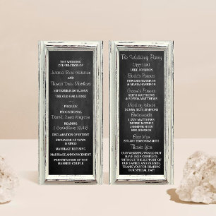 Rustic White Frame & Chalkboard Wedding Program Rack Card