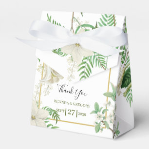 Rustic White Green Watercolor Floral Gold Wedding  Favour Box