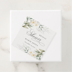 Rustic White Greenery Floral Bunch Bridal Shower Favour Tags