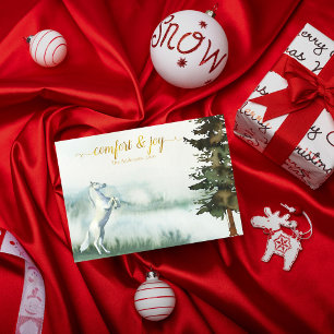 Rustic White Horse Christmas Holiday Card