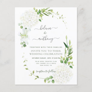 Rustic white hydrangea Wedding Invitation
