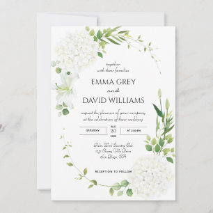 Rustic white hydrangea Wedding Invitation