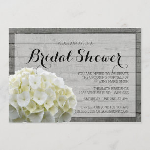 RUSTIC WHITE HYDRANGEAS BRIDAL SHOWER INVITATION
