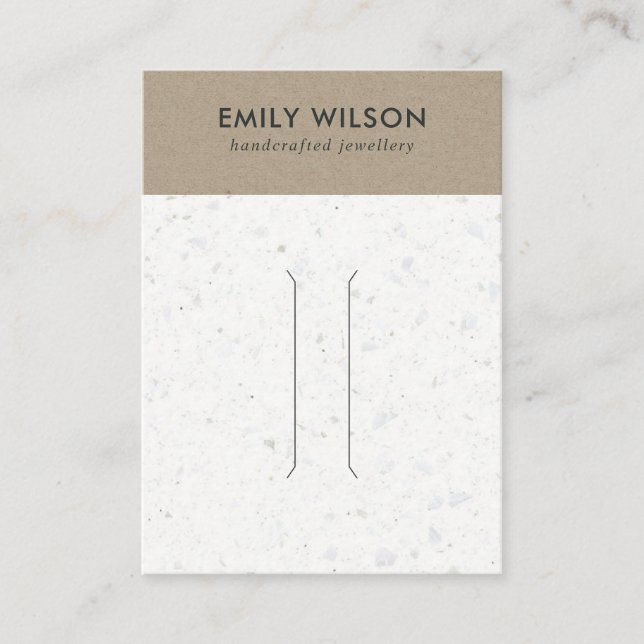 RUSTIC WHITE KRAFT TERRAZZO HAIR CLIP DISPLAY CARD (Front)