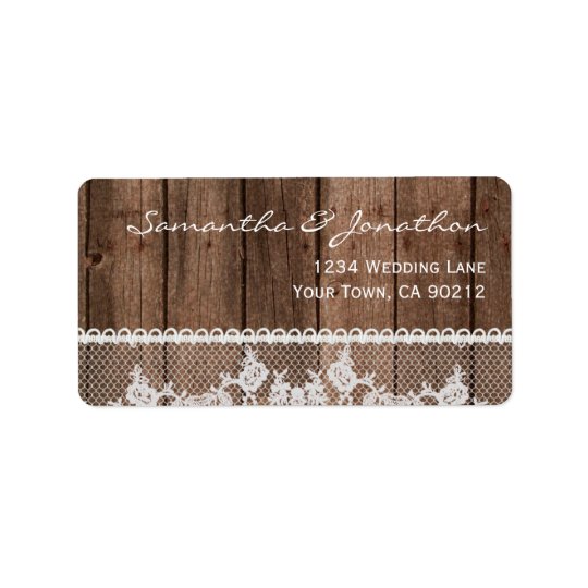 Rustic White Lace and Wood Address Label