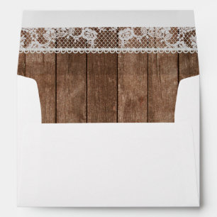 Rustic White Lace and Wood Envelope