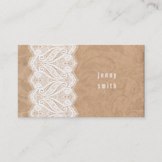 Rustic White Lace Fashion Business Cards