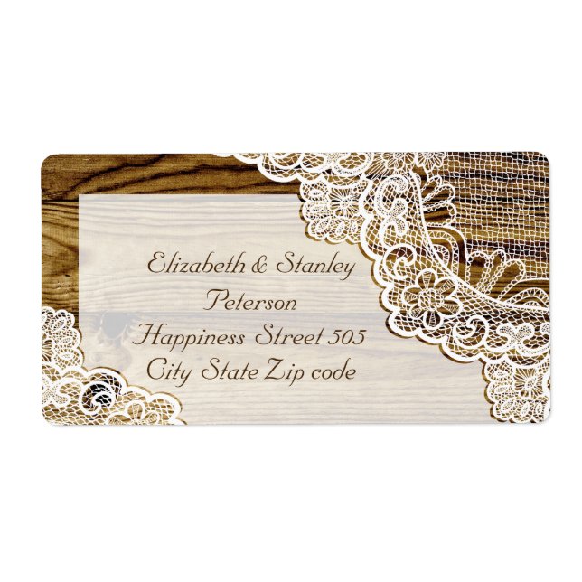 Rustic white lace on wood wedding (Front)