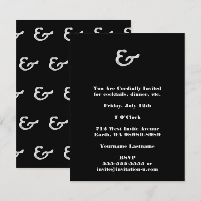 Rustic White Letterpress Ampersand Invitation (Front/Back)