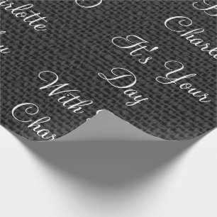 Rustic White Linen Black Graphite Personalised Wrapping Paper