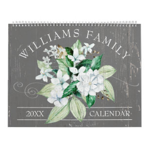 Rustic White Magnolia Floral Custom 2023 Photo Calendar