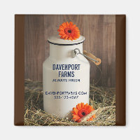 Rustic White Milk Jug with Flowers Farm Business