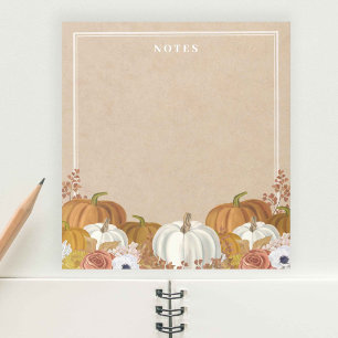Rustic White Orange Pumpkin Notepad