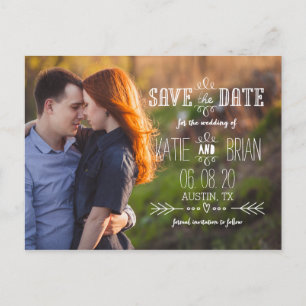 Rustic White Photo Save the Date Postcard