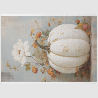 Rustic White Pumpkin and Floral Tissue Paper
