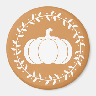 Rustic White Pumpkin & Orange Magnet