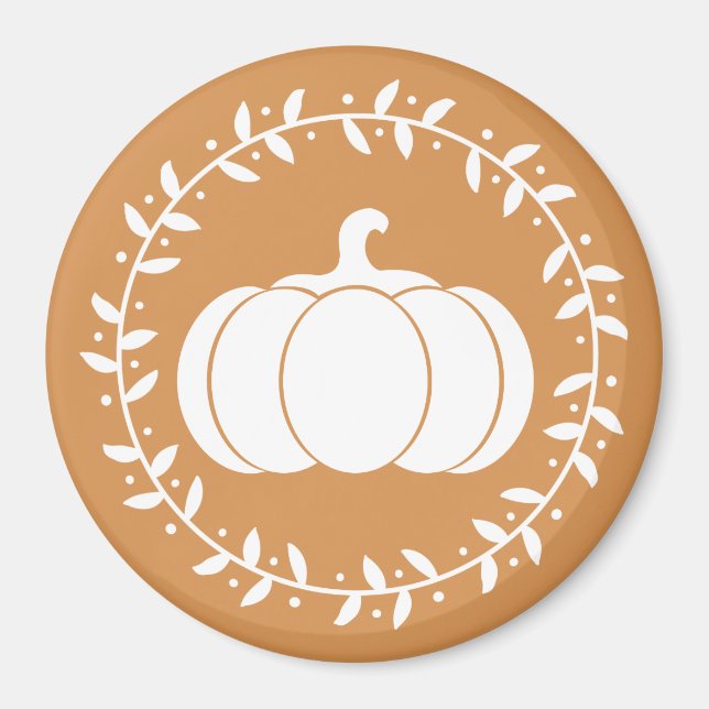 Rustic White Pumpkin & Orange Magnet (Front)