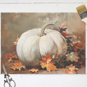 Rustic White Pumpkin Painting Decoupage Tissue Paper
