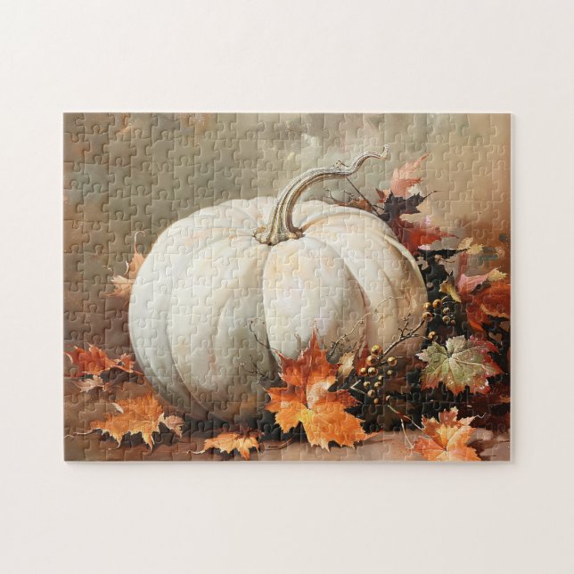 Rustic White Pumpkin Painting Jigsaw Puzzle (Horizontal)