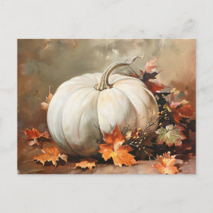 Rustic White Pumpkin Painting Postcard