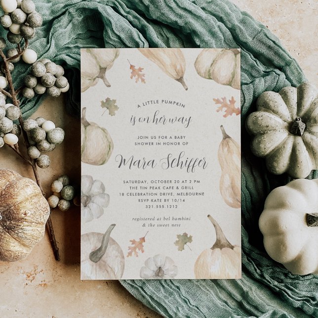Rustic White Pumpkins Fall Baby Shower Invitation (Creator Uploaded)