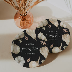 Rustic White Pumpkins Fall Baby Shower Paper Plate
