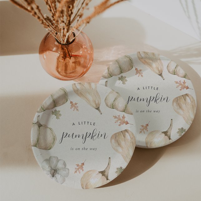 Rustic White Pumpkins Fall Baby Shower Paper Plate (Creator Uploaded)