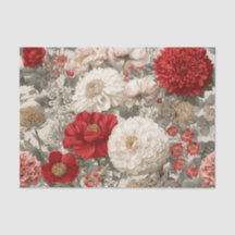 Rustic White Red Pastel Vintage Floral