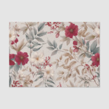 Rustic White Red Pastel Vintage Floral