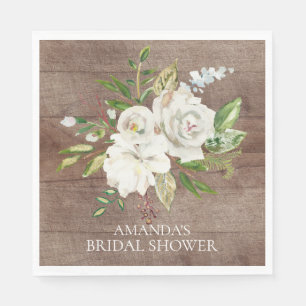 Rustic White Roses BRIDAL Shower Paper Napkins