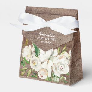 Rustic White Roses Girls Baby  Shower Favour Box