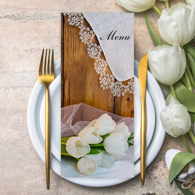 Rustic White Tulips Country Barn Wedding Menu (Creator Uploaded)