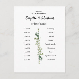 rustic white wedding day of the order of the day s invitation