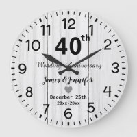Rustic White Wood 40th Wedding Anniversary Custom