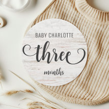 Rustic White Wood Baby Milestone 3-4 Months Sign