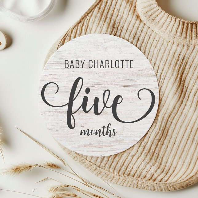 Rustic White Wood Baby Milestone 5-6 Months Sign (Creator Uploaded)