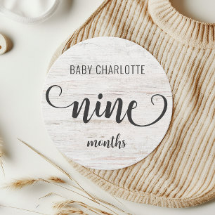 Rustic White Wood Baby Milestone 9-10 Months Sign