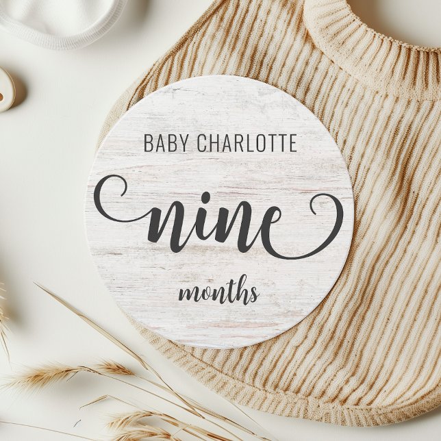 Rustic White Wood Baby Milestone 9-10 Months Sign (Creator Uploaded)