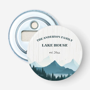 Rustic White Wood Custom Family Name Lake House Bottle Opener