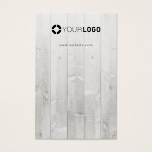 Rustic white wood custom logo earring display