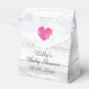 Rustic white wood cute girl's baby shower party favour box
