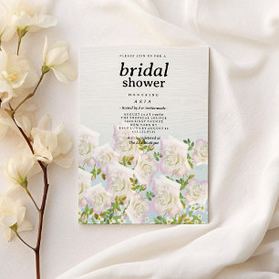 Rustic white wood pink mint roses Bridal Shower Invitation