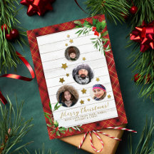 Rustic White Wood & Plaid Christmas Tree 4 Photo