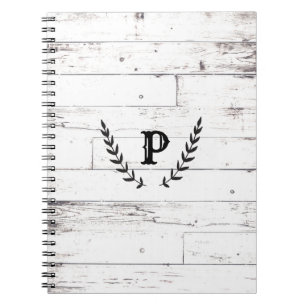 Rustic White Wood Shabby Chic Laurel Country Notebook