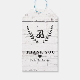 Rustic White Wood Shabby Chic Laurel Wedding Favou Gift Tags