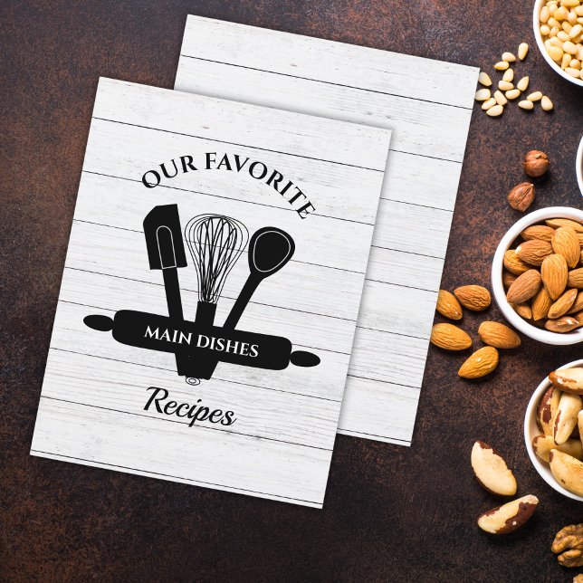 Rustic White Wood Tabbed Recipe Cookbook Divider (Rustic White Wood Tabbed Recipe Cookbook Divider)