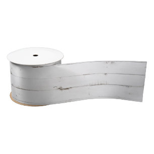 Rustic White Wood Tone Satin Ribbon
