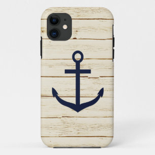 Rustic White Wood with Anchor iPhone 11 Case