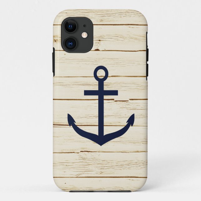 Rustic White Wood with Anchor Case-Mate iPhone Case (Back)
